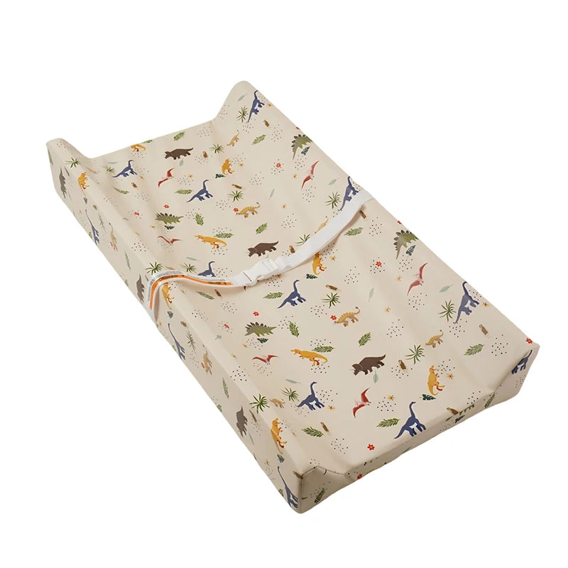 Diaper Changing Pad with Printed or Solid Color Designs, Contoured Sides and Buckle Strap, Wipeable Baby Mat for Dresser and Changing Table Care