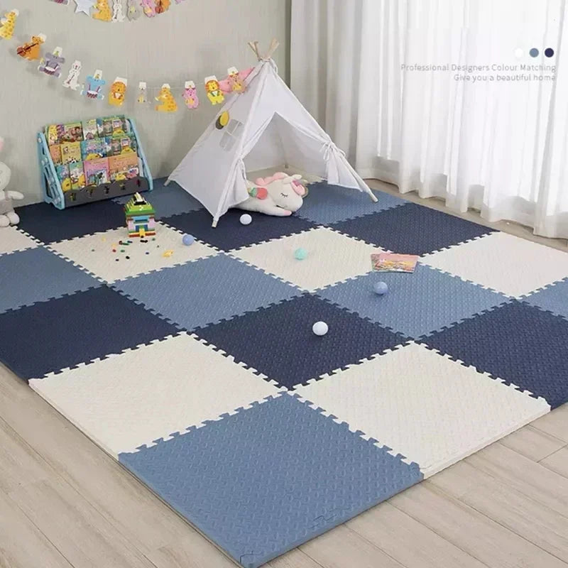 Baby Puzzle Play Mat with 30 cm Interlocking Foam Tiles, 1 cm Thick Textured Floor Padding in 8 or 16 Pieces for Supervised Indoor Play