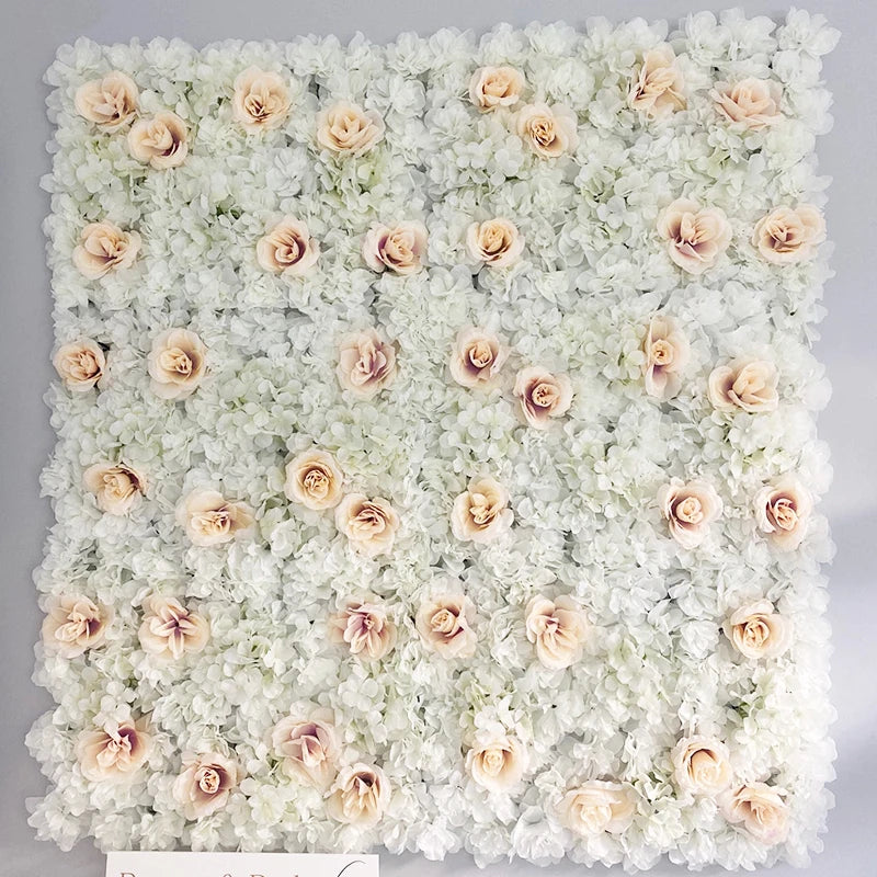 Artificial Flower Wall Panels with Fabric Roses, 40 x 60 cm Reusable Floral Backdrop for Baby Showers, Weddings, Birthdays & Home Decor