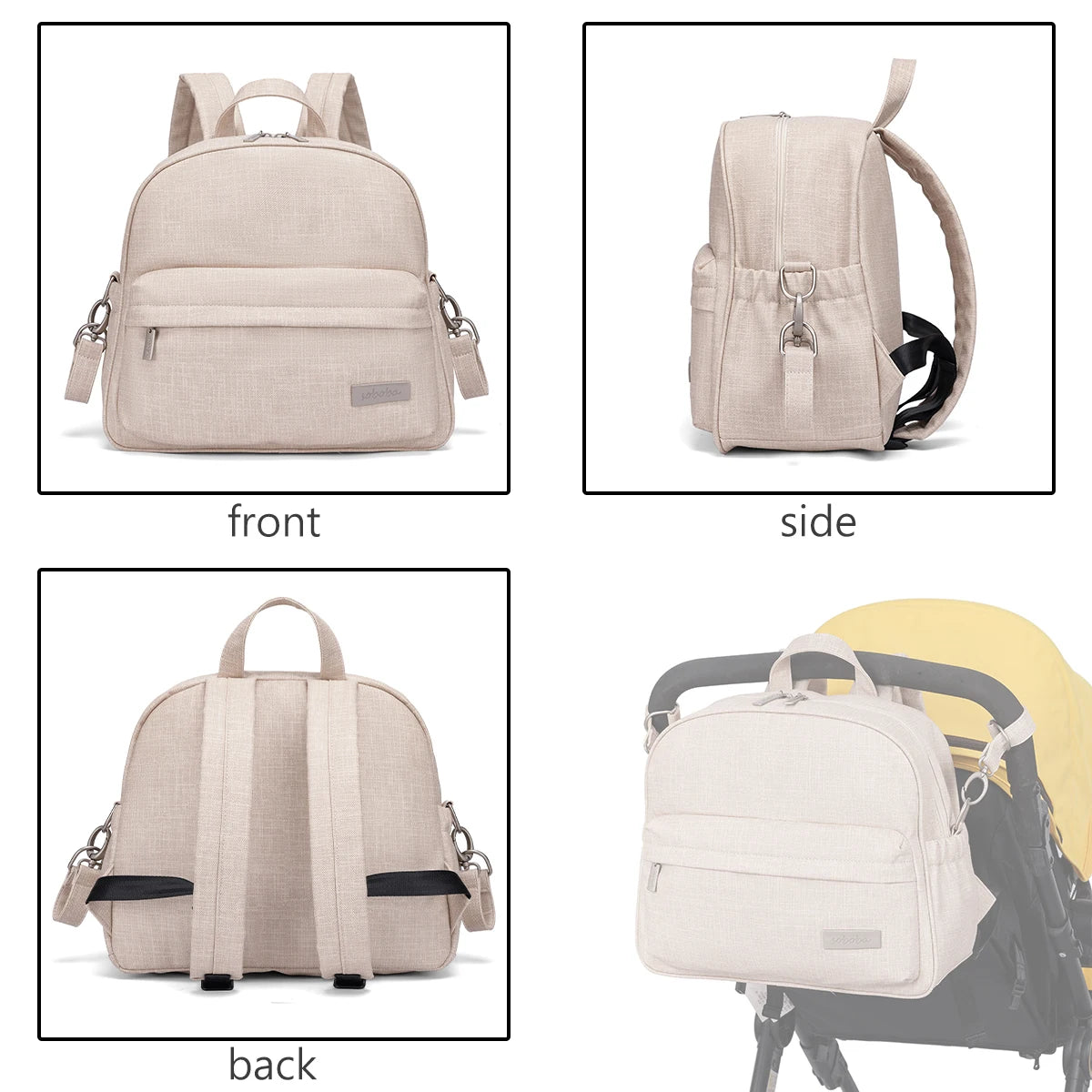 Waterproof Diaper Backpack by SOBOBA | Large Capacity Solid-Color Nappy Changing Bag with Two Straps for Moms and Baby Care Outings