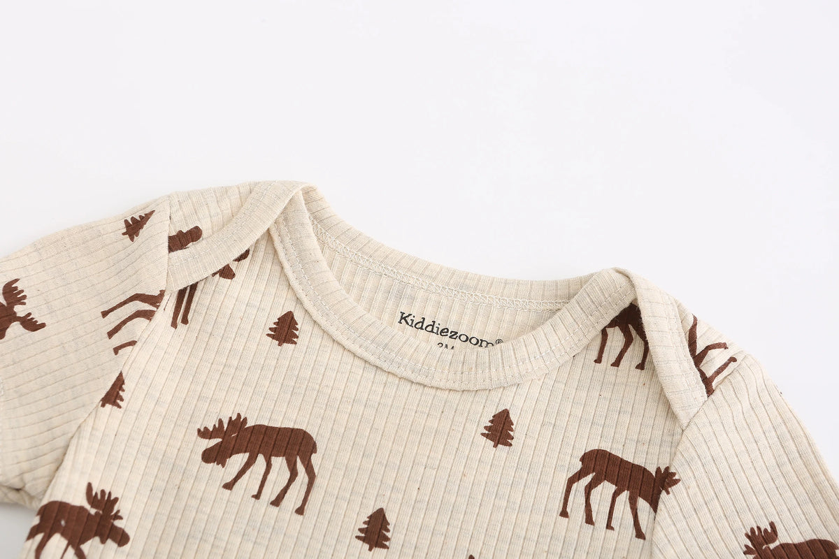 Infant Cotton Bodysuits 5-Pack with Short Sleeves and Envelope Shoulders, Solid Colors and Playful Prints for Baby Boys and Girls, Sizes 3M-12M