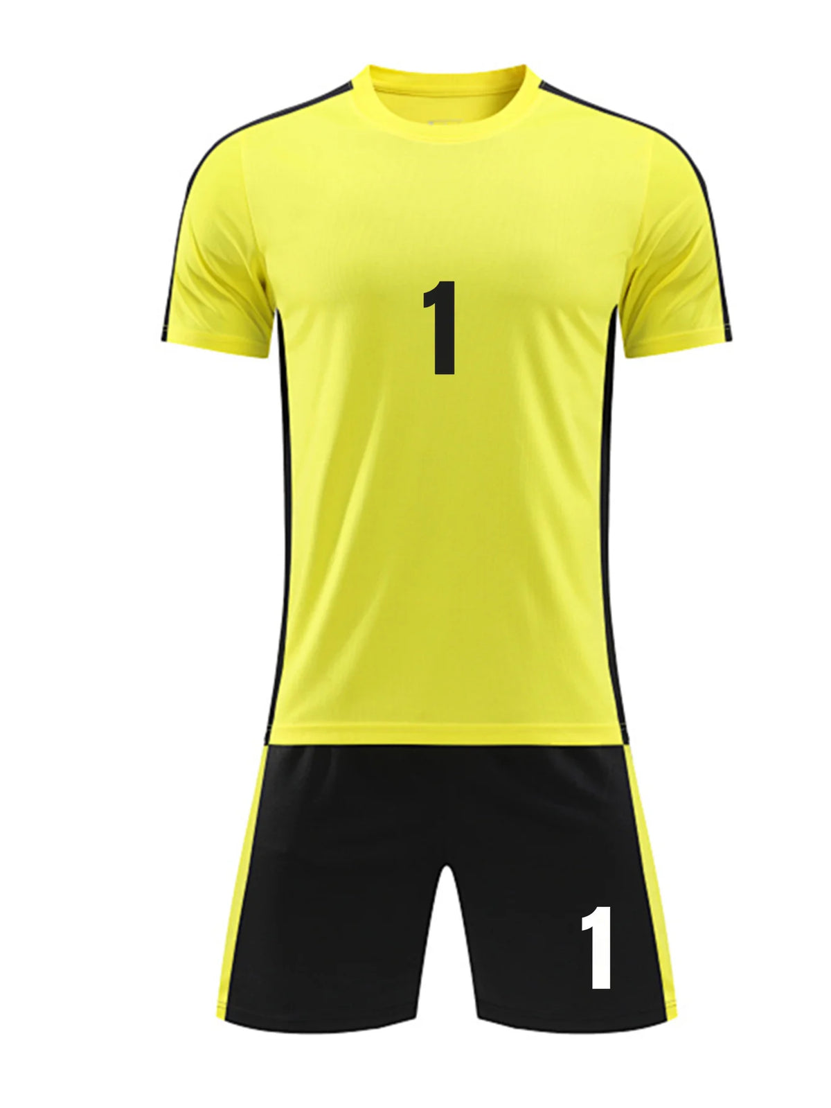 Kids Soccer Training Outfit with Short Sleeve V-Neck Jersey and Shorts, Contrast Trim Sports Clothing Set for Boys and Girls, Youth and Adult Sizes