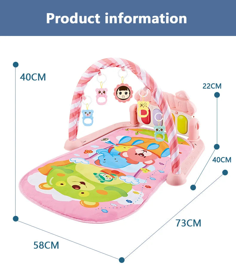 Baby Kick Piano Play Mat with Hanging Animal Toys and Illustrated Activity Surface, Multiple Model Designs for Supervised Tummy Time and Reaching