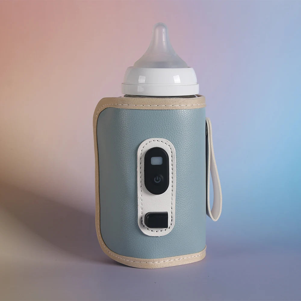 Baby Bottle Insulation Sleeve with LCD Display, Portable USB Milk Warming Cover with Carry Loop for Caregiver Use at Home and During Travel