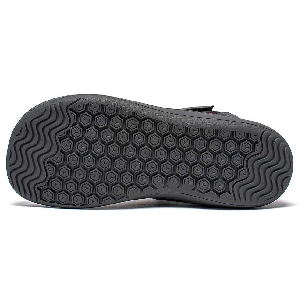 Kids Barefoot Boots with Wide Toe Box, Zero-Drop Sole and Adjustable Hook-and-Loop Strap, HOBIBEAR Artificial Leather Mid-Top Outdoor Shoes