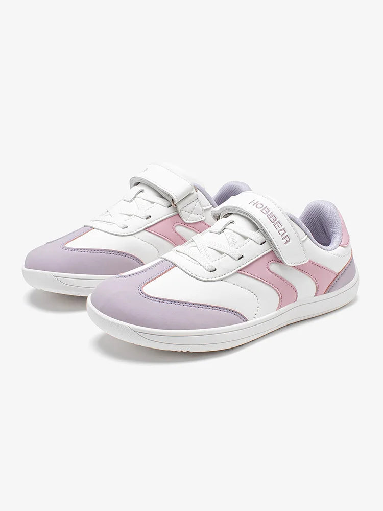 Big Kids Barefoot Sneakers by HOBIBEAR with Wide Toe Box, Zero-Drop Rubber Sole, Hook-and-Loop Strap and Artificial Leather Upper for Everyday Walking