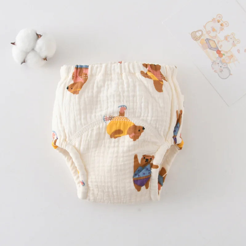 Printed Cotton Potty Training Pants, Single Reusable Learning Underwear with Pull-On Waist for Babies and Toddlers in Sizes 80–110