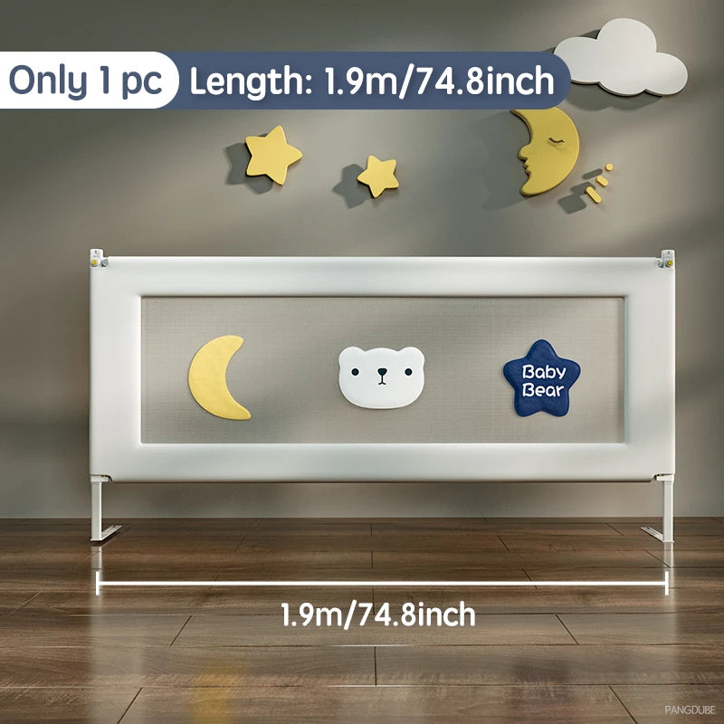 Height Adjustable Bed Rail by PANGDUBE, Single Mesh Guard Panel with Lift Mechanism, Removable Washable Fabric and Eight Length Options