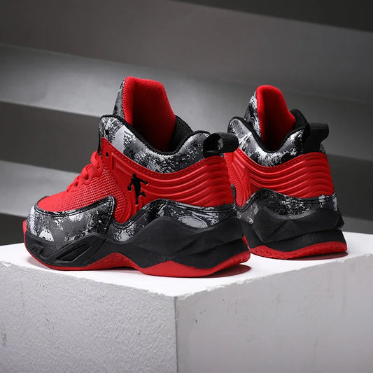 Boys Basketball-Style Sneakers with Thick EVA Outsole, Lace-Up Closure and Colorblock Design for Kids School Days and Casual Sports Outfits