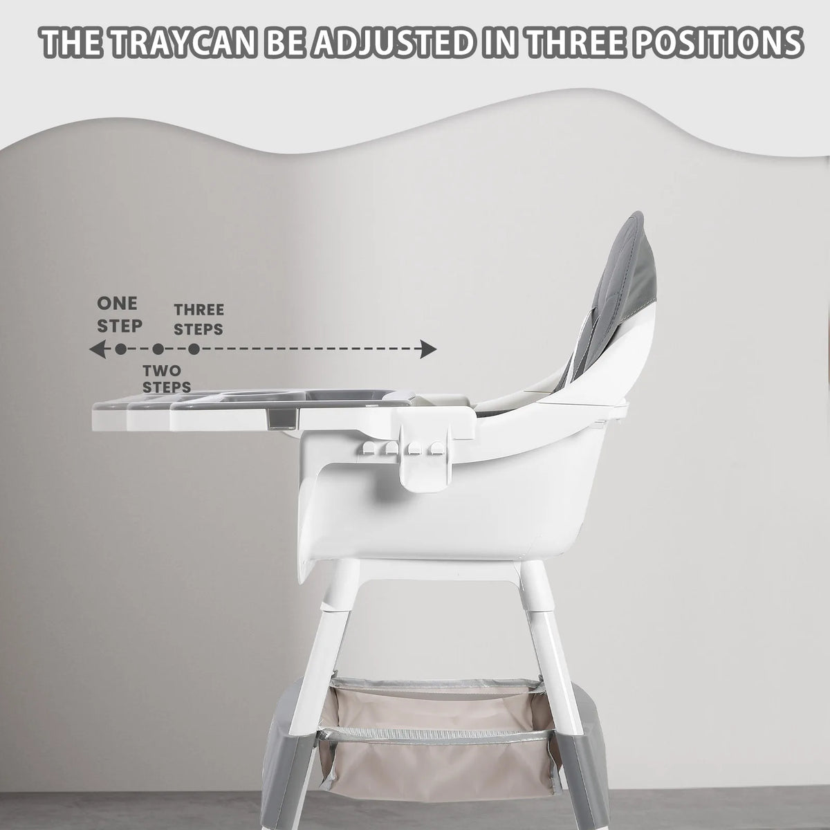 Baby Dining High Chair with Removable Double-Layer Tray, Convertible Toddler Seating with Adjustable Footrest and Toy Rack for Family Mealtimes