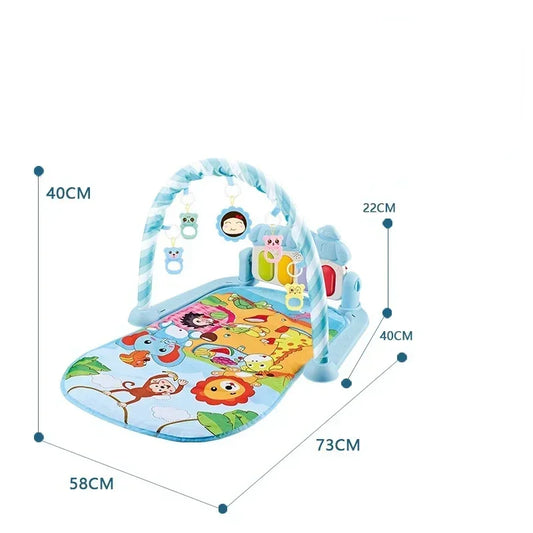Baby Kick Piano Play Mat with Hanging Animal Toys and Illustrated Activity Surface, Multiple Model Designs for Supervised Tummy Time and Reaching