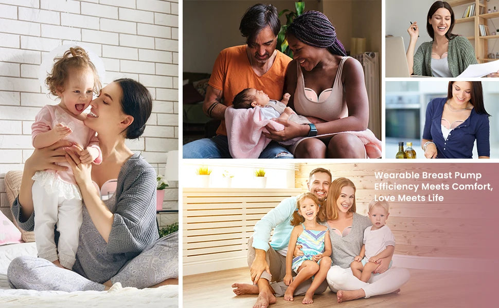 Wearable Breast Pump with 12 Suction Levels, BornBL S21 Hands-Free Electric Design with 3 Modes, USB-C Charging and 24 mm or 27 mm Options