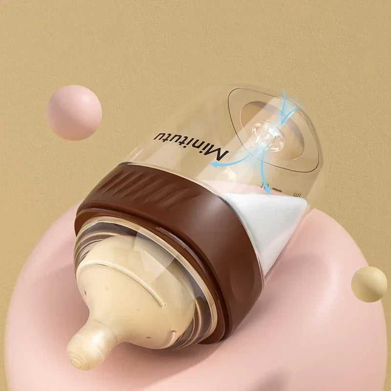 Glass Baby Feeding Bottle, Borosilicate Milk Bottle with Silicone Nipple and Bottom Air Return Valve, 80 mL, 160 mL and 240 mL Infant Options