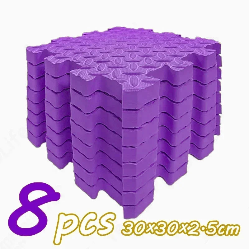 Thick Foam Crawling Mat Tiles, 8-Piece Interlocking Set with 2.5 cm Padding and 30 cm Squares for Nursery Corners and Supervised Baby Floor Play