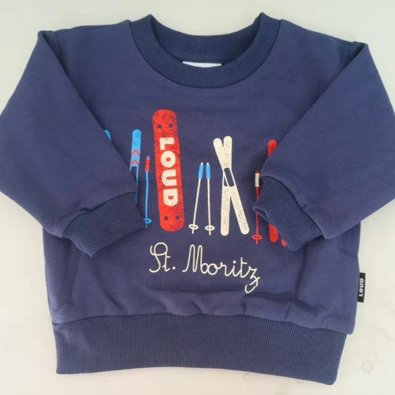 Graphic Kids Pullover Sweatshirt, Long-Sleeve Printed Tops with Crewneck and Collared Style Options for Boys and Girls Everyday Casual Outfits