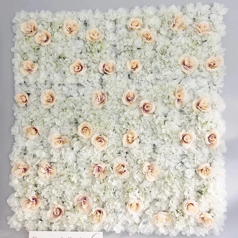 Artificial Flower Wall Panels with Fabric Roses, 40 x 60 cm Reusable Floral Backdrop for Baby Showers, Weddings, Birthdays & Home Decor