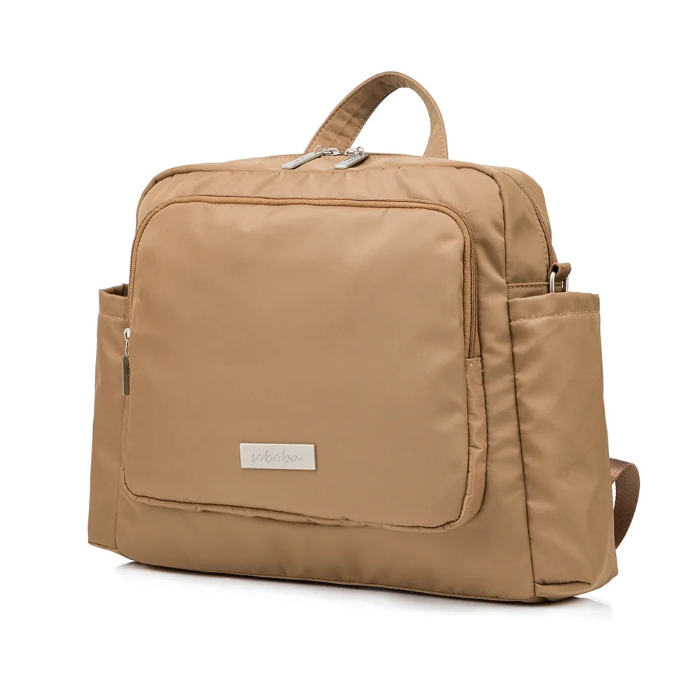 Diaper Bag Backpack with Wide Front Zip Pocket, SOBOBA Baby Essentials Organizer with Side Pockets and Top Handle, 34 x 32 x 12 cm