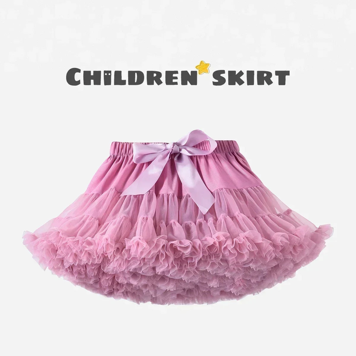 Girls Bow Waist Tutu Skirt with Fluffy Tulle Layers and Satin Lining, Adjustable Elastic Waist Pettiskirt for Birthdays, Dance and Dress Up