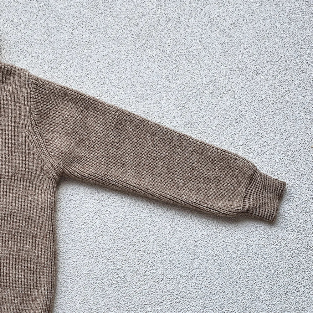 Kids Ribbed Turtleneck Sweater for Boys and Girls, Long Sleeve Knit Pullover in Beige, Brown or Black for Spring and Fall Layering, Sizes 12M-6T