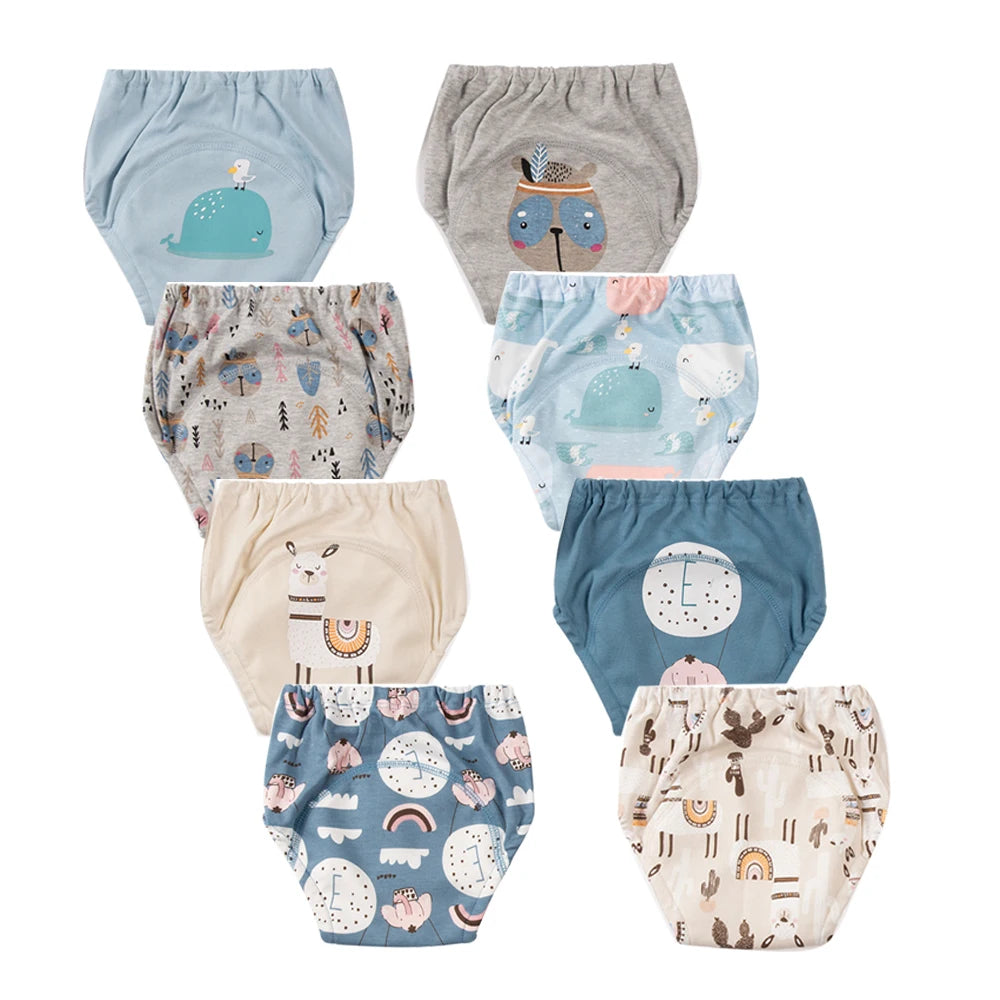 Washable Potty Training Pants Multipack, 4 or 8 Reusable Toddler Underwear Briefs with Printed Designs for Daytime Toilet Learning, Sizes S-XL