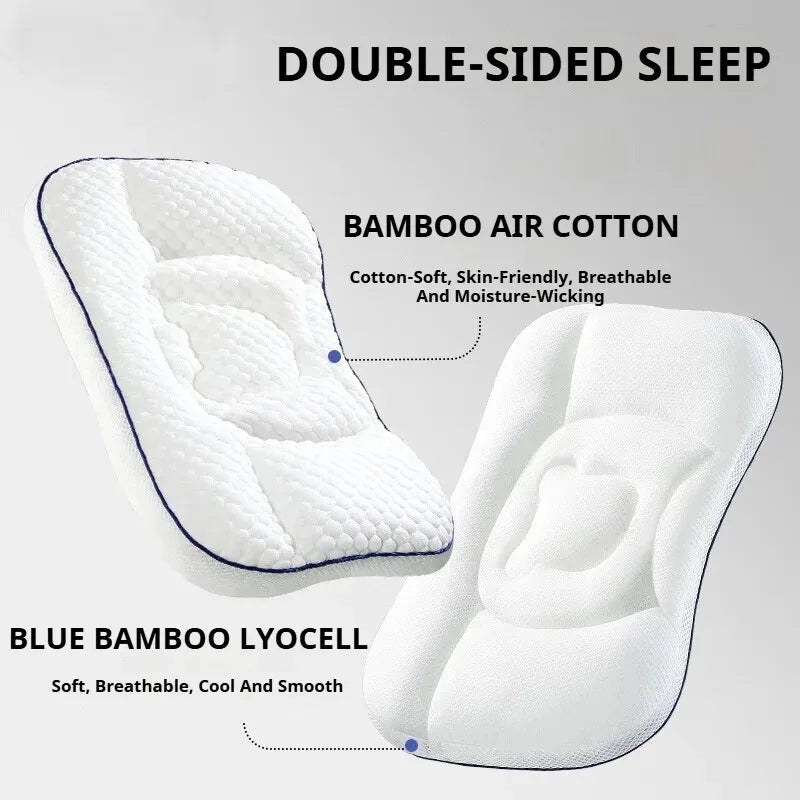 Dual-Sided Kids Contour Pillow with Five-Zone Design, Bamboo Fabric and Tencel Cover, Fiber Filling and T1 T2 T3 Pillowcase Options for Older Children