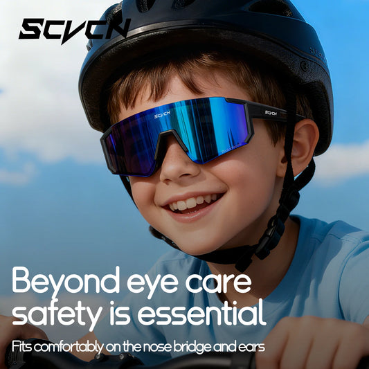 Kids Cycling Sunglasses by SCVCN for Ages 6-14, UV400 TR90 Sports Eyewear with Adjustable Nose Pads and Photochromic or Polarized Options