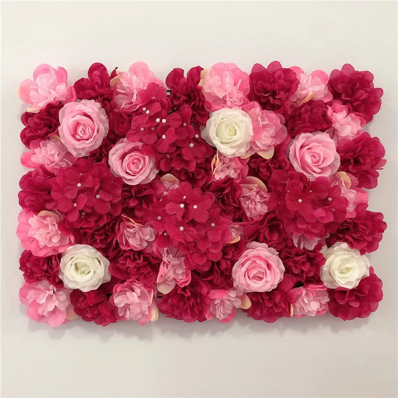 Artificial Flower Wall Panels with Fabric Roses, 40 x 60 cm Reusable Floral Backdrop for Baby Showers, Weddings, Birthdays & Home Decor