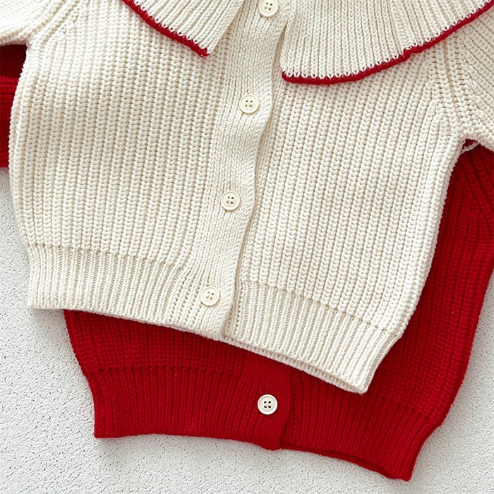 Infant Girl Sweater Cardigan with Long Sleeves, Button-Front Knit Layering Coat in Multiple Styles for Fall Outfits, Sizes 3M to 3T
