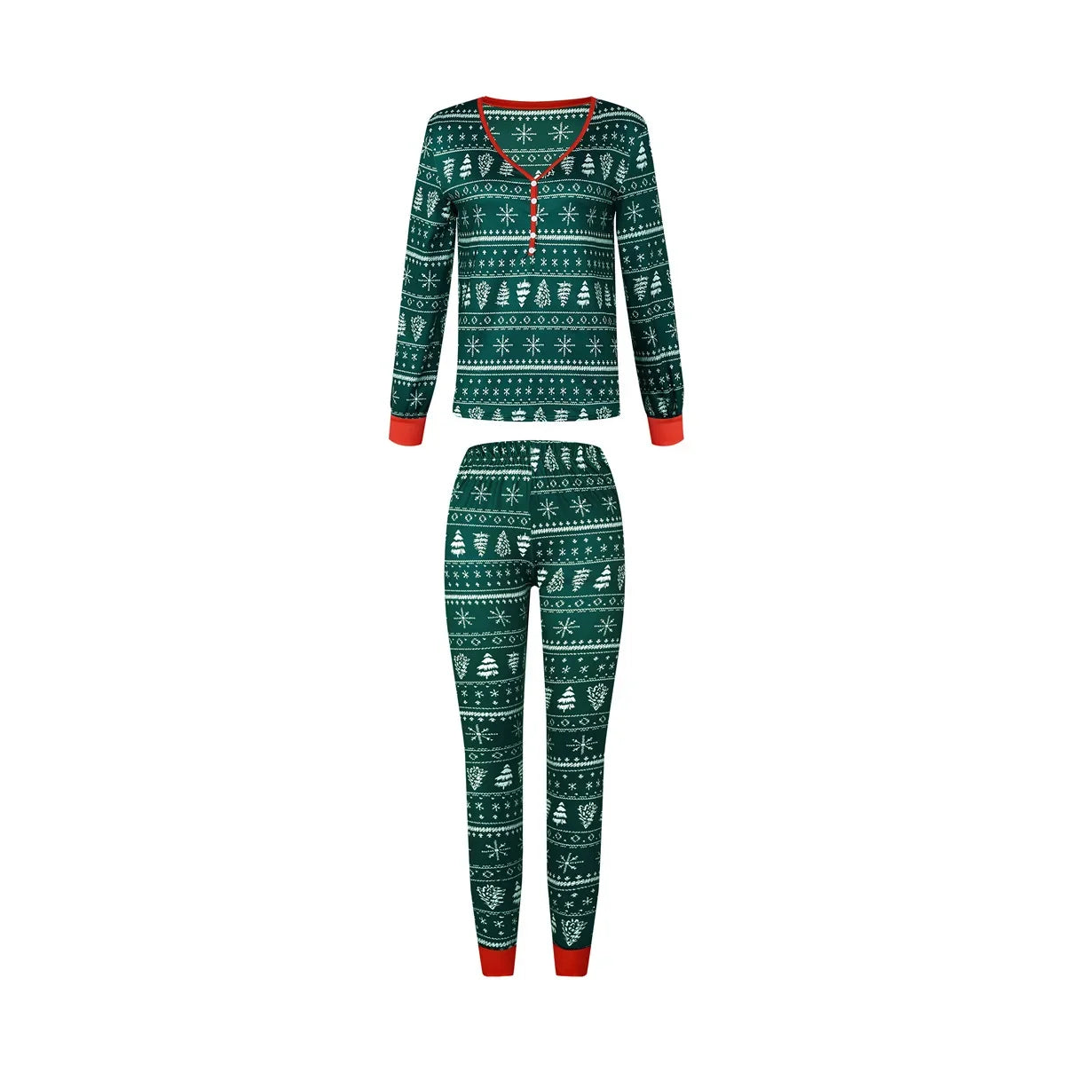 Matching Christmas Pajamas for Family, Festive Allover Print Mom Dad Kids Two-Piece Outfits and Baby Romper for Holiday Photos