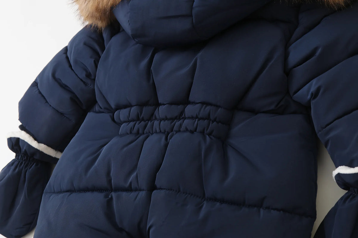 Infant Winter Snowsuit with Hood, Double Front Zippers and Quilted Design, Fleece-Lined Baby One-Piece for Boys and Girls, 3-24 Months