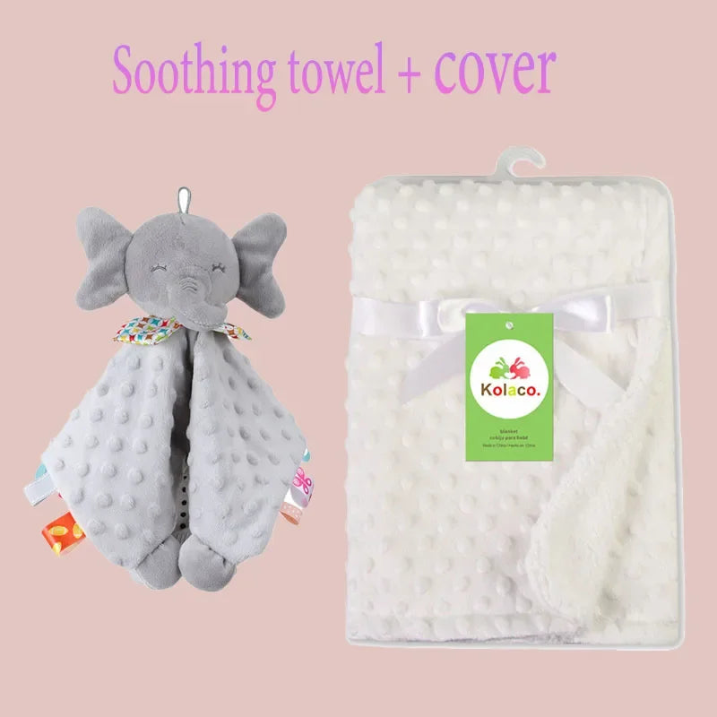 Embroidered Name Baby Blanket and Animal Comforter Options, Personalized Minky Bubble-Texture Keepsake with Single-Item and Two-Piece Gift Choices
