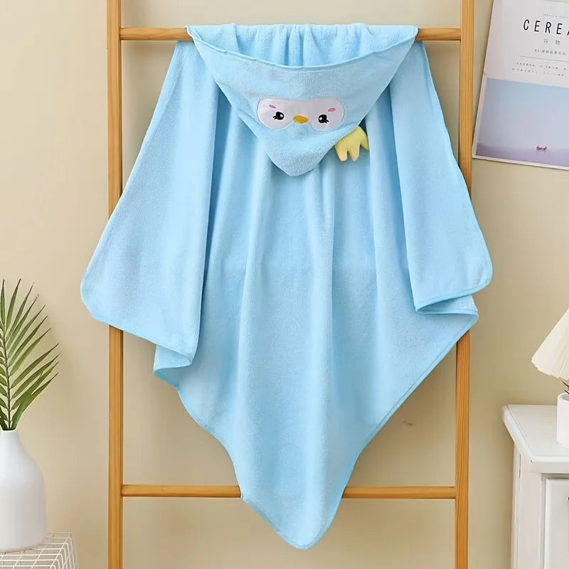 Animal Hooded Baby Towel in Soft Coral Fleece, Newborn Bath Wrap with Six Cute Character Styles for After-Bath, Pool and Beach Drying