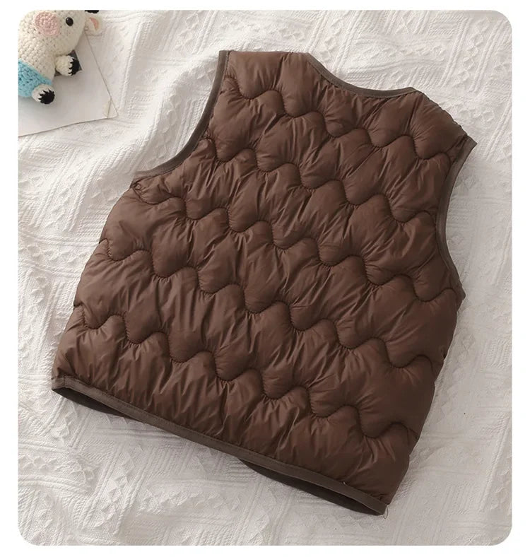 Quilted Toddler Vest with Snap-Front Closure, Solid Color Sleeveless Waistcoat for Boys and Girls in Sizes 2T–6T for Fall and Winter Layering
