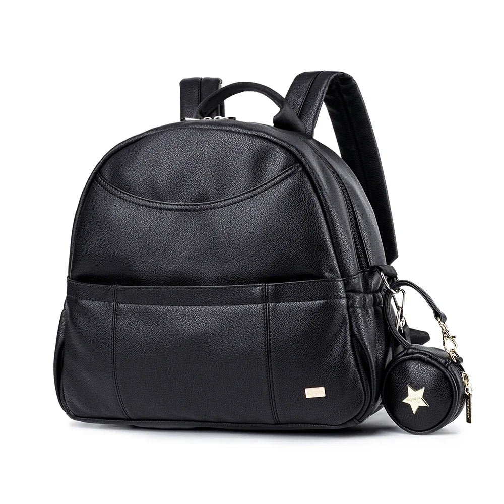 PU Diaper Bag Backpack with Zippered Storage and Front Pockets, 34 x 14 x 32 cm Baby Essentials Organizer for Parents and Everyday Outings