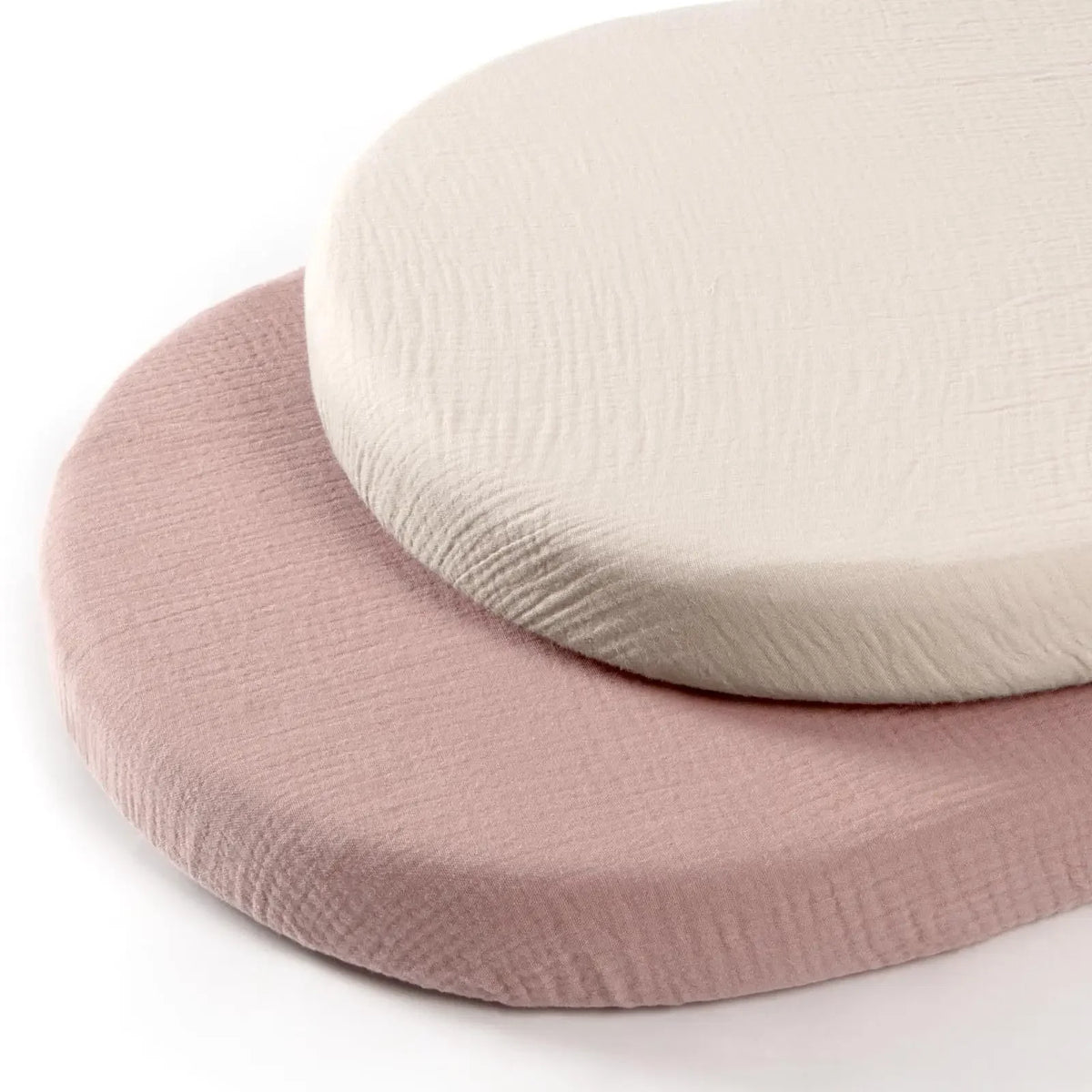 Cotton Bassinet Mattress Covers 2-Pack, Removable Washable Cradle Fitted Sheets with Textured Fabric for Compatible Nursery Mattresses