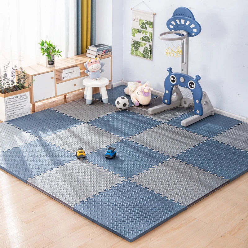 Interlocking Foam Play Mat Tiles for Kids, 1 cm Thick Textured Puzzle Floor Padding in 4, 8, 16 or 20 Pieces for Indoor Playrooms