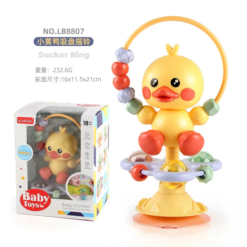 Animal Suction Activity Toy with Colorful Beads and Rattle Rings, Cartoon Tabletop Play Accessory for Supervised Reaching and Hands-On Exploration