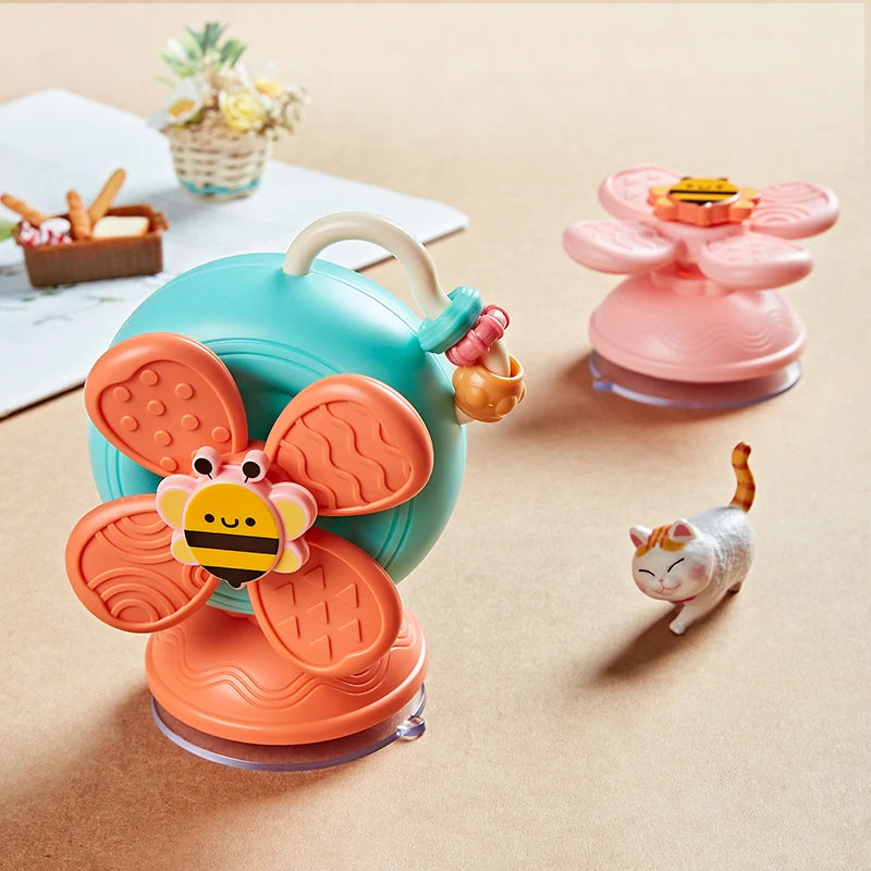 Suction Cup Snail Spinner Toy with Colorful Windmill and Wheeled Design for Supervised Sensory Play, Fine Motor Exploration and Gifting