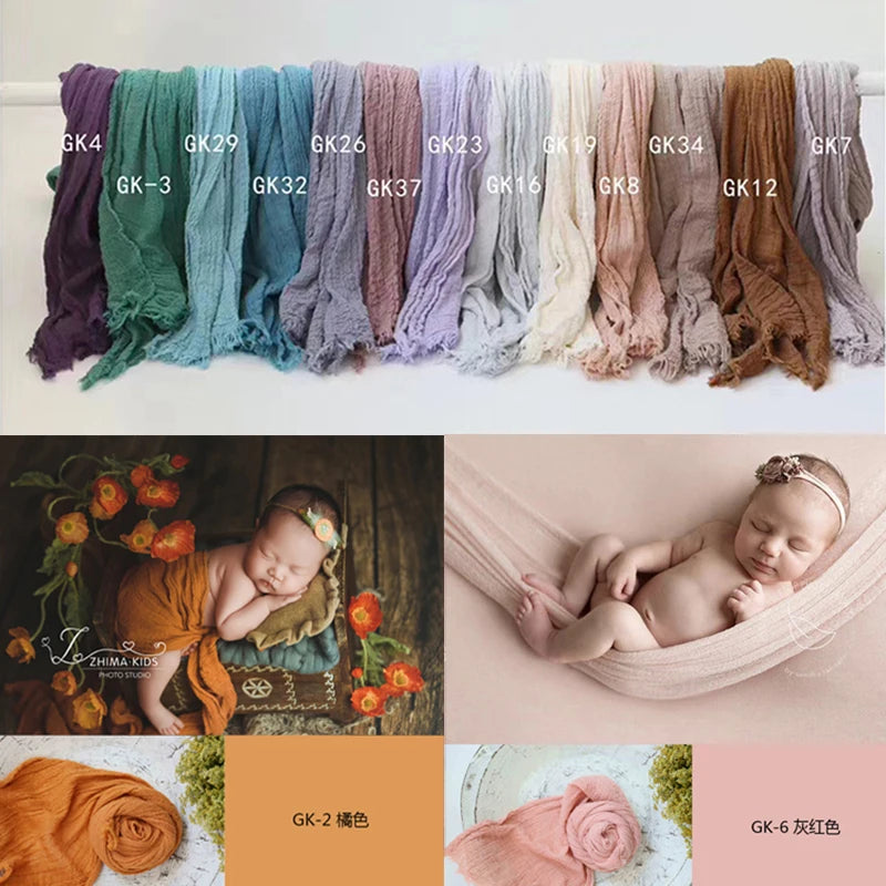 Cotton Gauze Newborn Photography Wrap, Stretchy Baby Portrait Prop in Two Sizes with Color Options for Studio Layers and Keepsake Photo Sessions