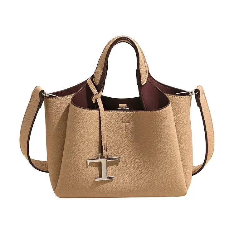 Diaper Tote Bag with Leather-Look Finish, Top Handles and Long Shoulder Strap, Vintage-Style Baby Essentials Handbag for Moms and Everyday Outings