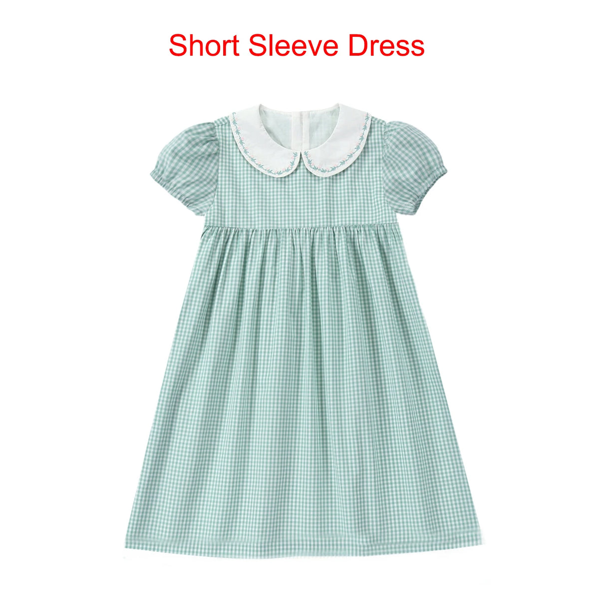 Sage Green Gingham Kids Outfits with Cotton Girls Dress and Baby Romper Options, Lyocell Knit Layers and Boys Separates for Sibling Family Photos