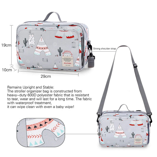 Baby Diaper Bag Wet Dry Storage Pouch with Printed Designs, Reusable Organizer for Diaper Changes, Baby Essentials and Everyday Outings