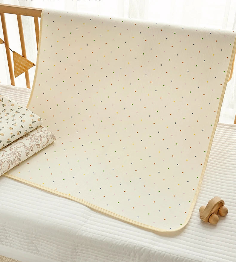 Washable Cotton Diaper Changing Mat, Large Waterproof Baby Changing Pad with Printed Designs for Everyday Nursery Diaper Care