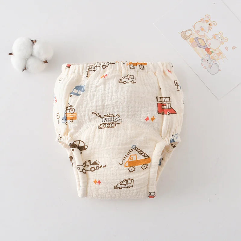 Printed Cotton Potty Training Pants, Single Reusable Learning Underwear with Pull-On Waist for Babies and Toddlers in Sizes 80–110
