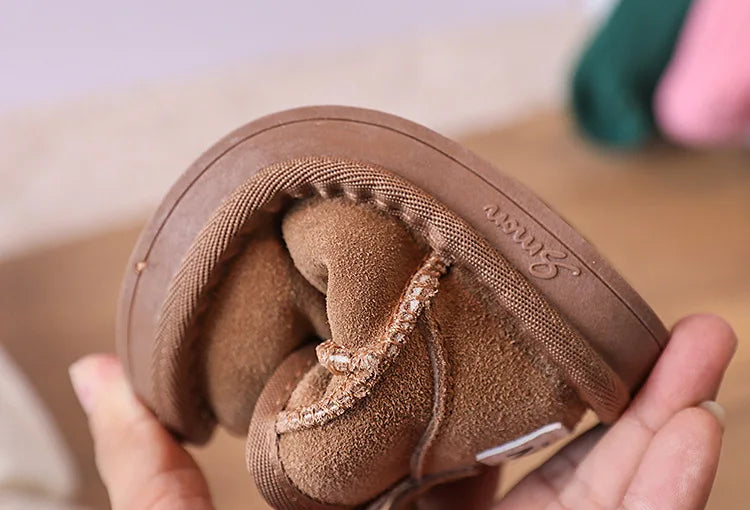 Toddler Plush Winter Booties with Contrast Stitching and Rear Pull Tabs, Camel, Black or Army Green Short Boots for Boys and Girls, Sizes 18-25