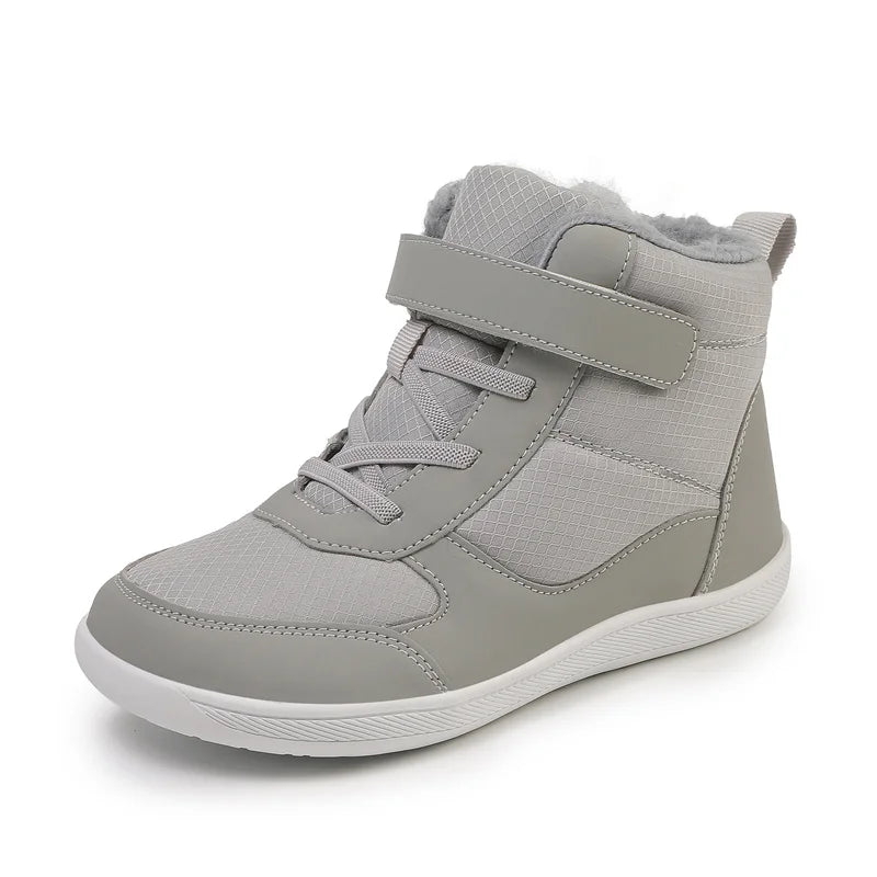 Wide Toe Winter Boots for Kids, Barefoot-Style High-Top Shoes with Cozy Lined Styling and Strap Options for Boys and Girls Cold-Weather Outfits