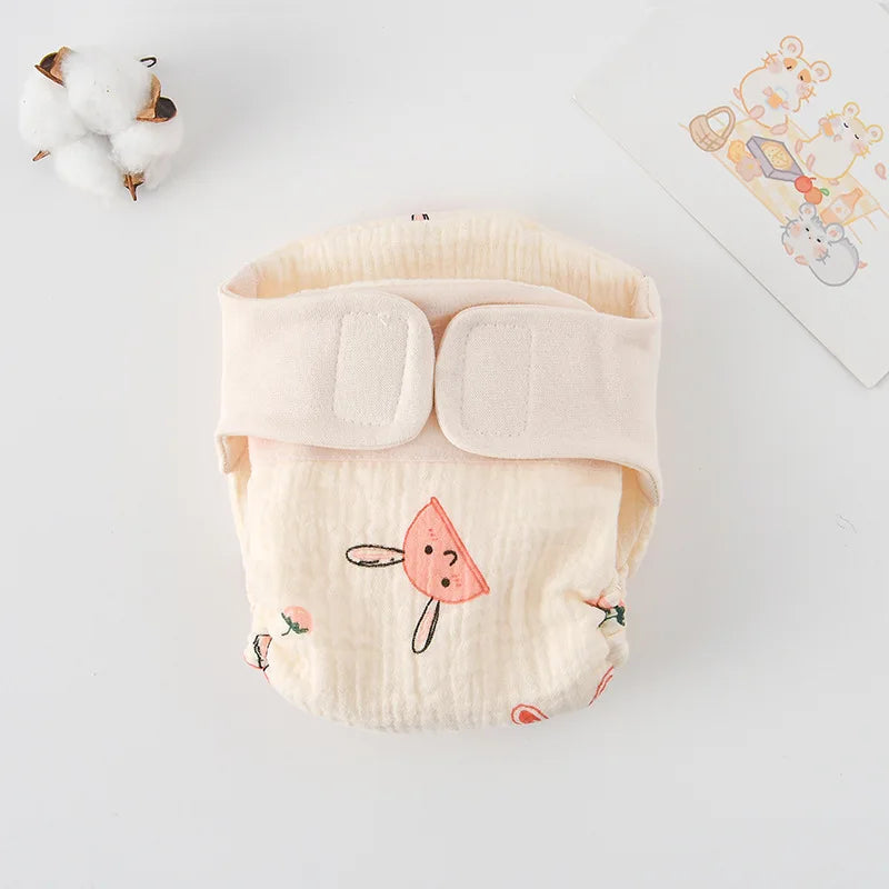 Baby Wrap Cloth Diaper with Adjustable Waist Tabs, Reusable Cotton Nappy in Animal and Rainbow Prints, Single-Piece Infant Changing Essential