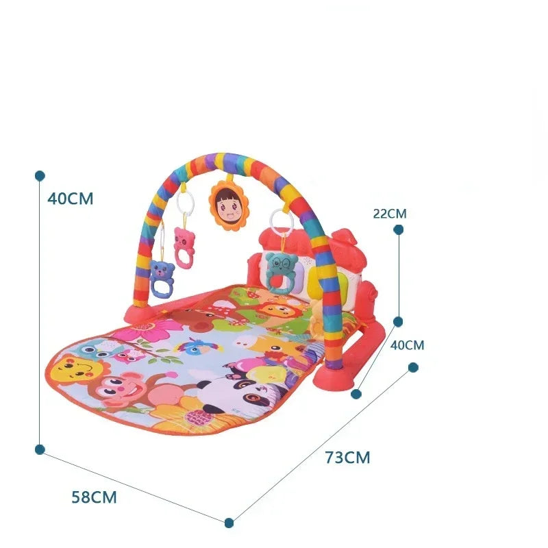 Baby Kick Piano Play Mat with Hanging Animal Toys and Illustrated Activity Surface, Multiple Model Designs for Supervised Tummy Time and Reaching