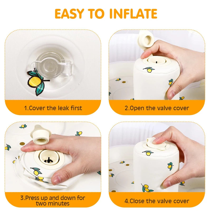 Inflatable Baby Sofa Seat with Built-In Air Pump, Portable Infant Floor Chair for Supervised Sitting and Play, Olive Flower or Bear Head