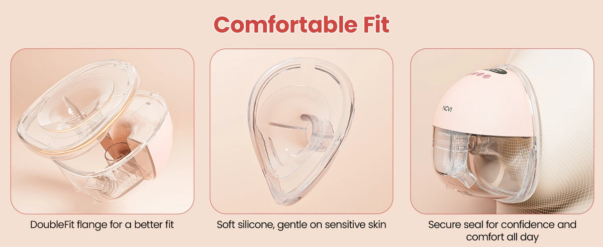 Wearable Electric Breast Pump with LED Display, NCVI 8131 Hands-Free Design with 4 Modes, 9 Suction Levels and 19/21/24 mm Flange Sizes